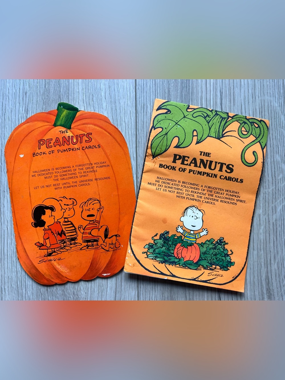 Vintage The Peanuts Book Of Pumpkin Carols - Halloween Hallmark Set Of 2